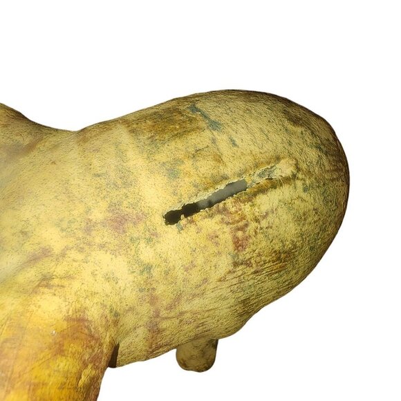 Antique Terracotta Pig Figurine Piggy Bank With Rustic Patina Finish 7 inches - Picture 4 of 5